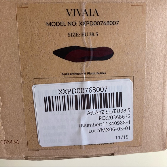 New Vivaia Pointed-Toe Ballet Flats / Burgundy Bordeaux Size 8 - Picture 5 of 5